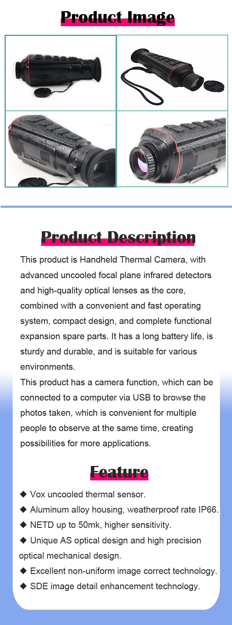 Thermal Imaging Camera Thermal Imager Portable Thermal Camera Night Vision Monocular