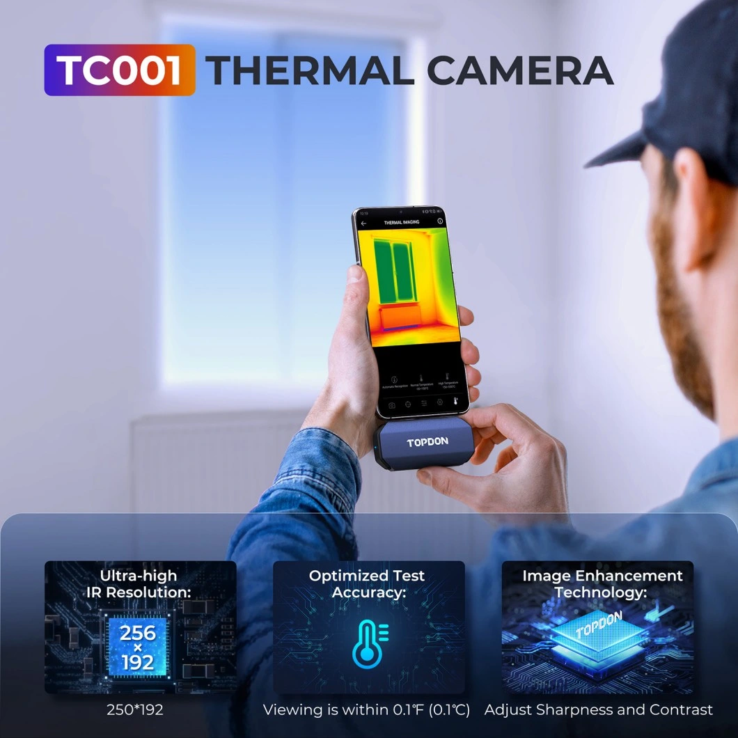 Topdon Europe America Stock Tc001 256X192 High Resolution Mini Portable Smartphone Android Infrared Thermal Imager Thermal Imaging Camera
