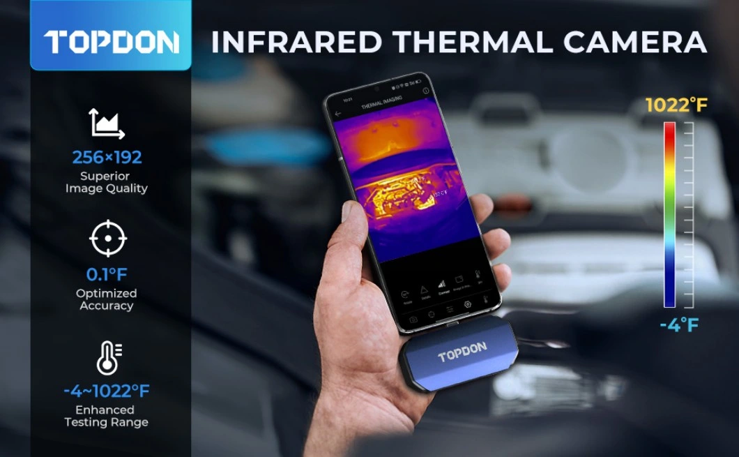 Topdon Europe America Stock Tc001 256X192 High Resolution Mini Portable Smartphone Android Infrared Thermal Imager Thermal Imaging Camera