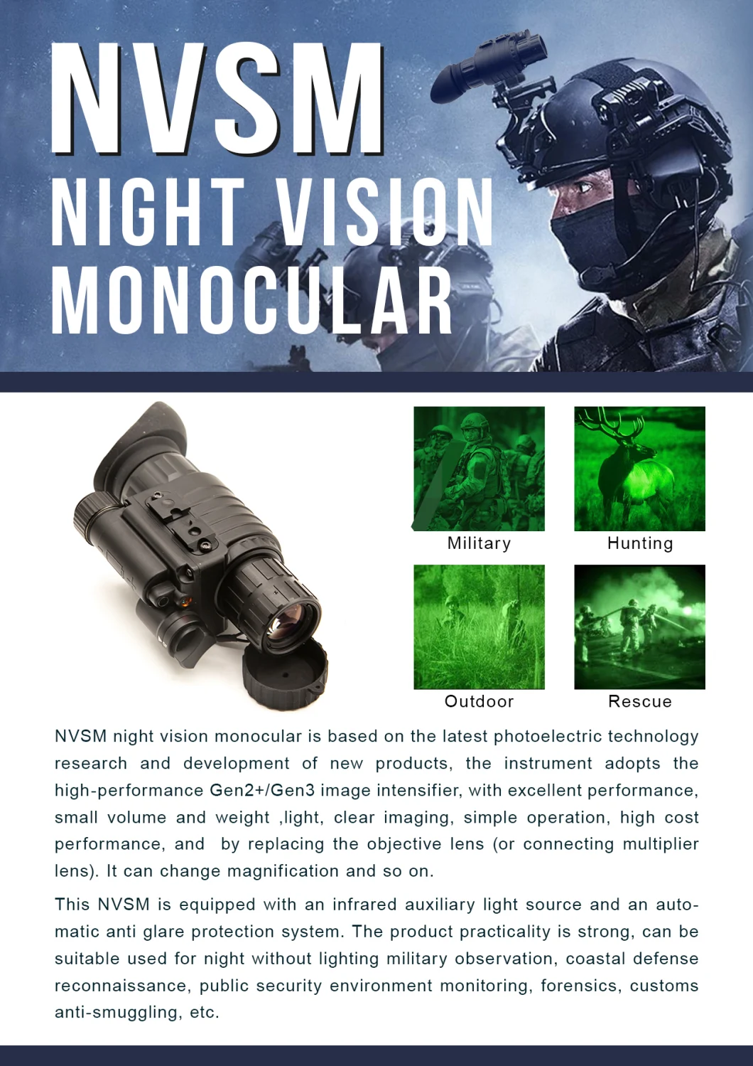 Pvs14 Hunting Monocular Night Vision Monocular Telescope Nvg Night Vision Goggles